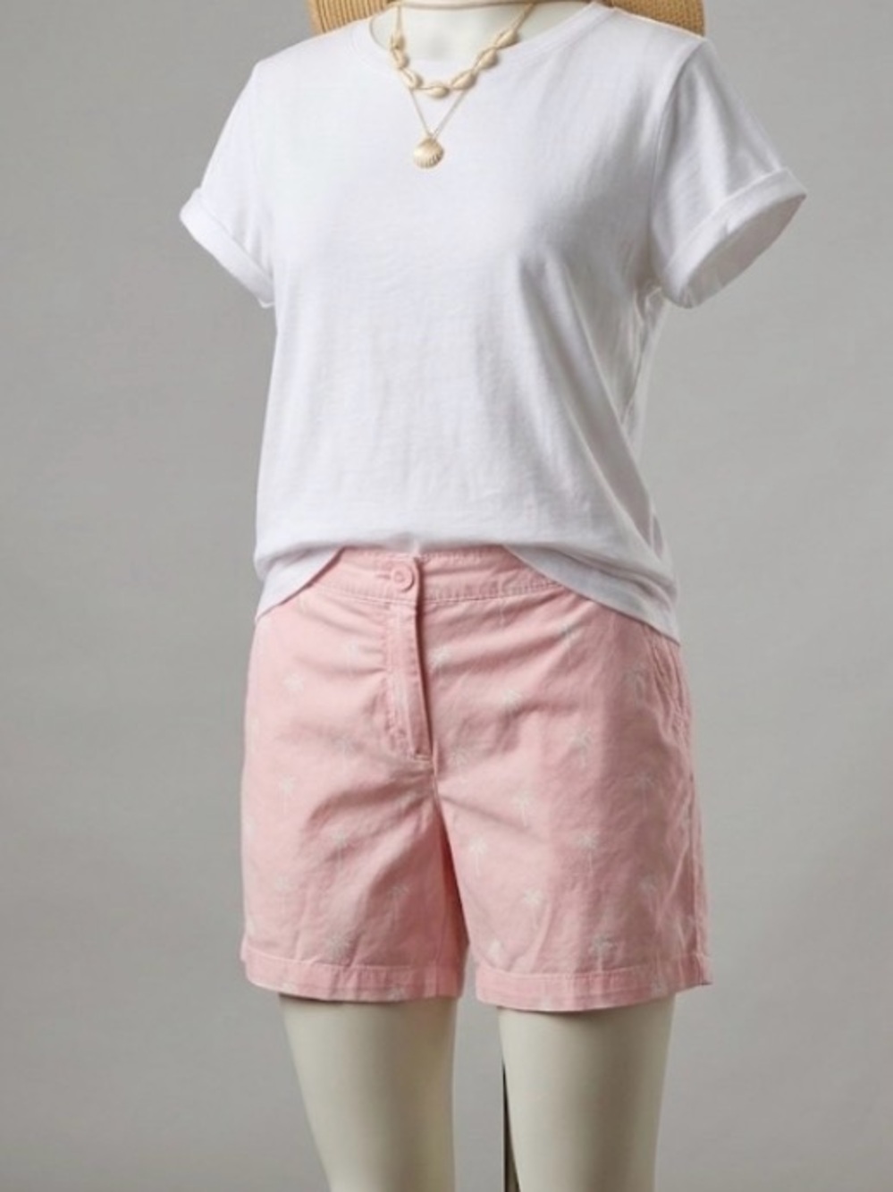Caribbean Joe Pink Palm-Print Women’s Shorts Cotton, size 10